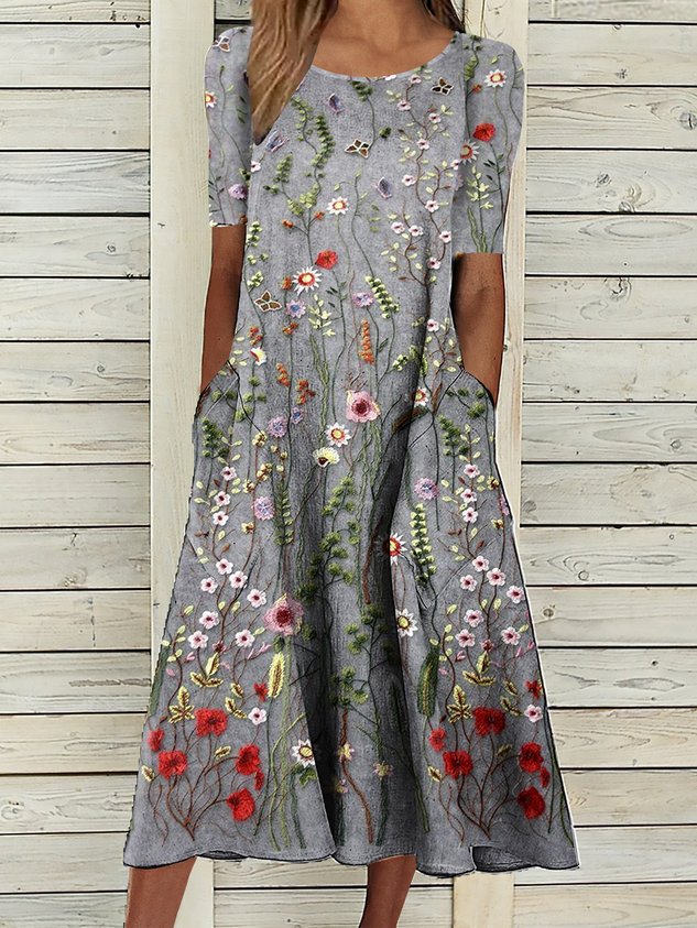 Printing Crew Neck Dress