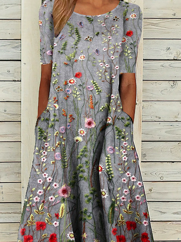 Printing Crew Neck Dress