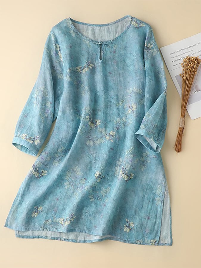 Fashion Print Loose Mid-Length Shirt