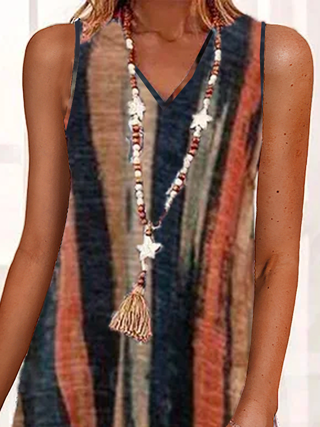 Striped Sleeveless Weaving Dress